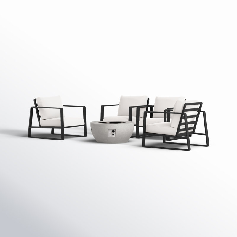 Leanna 4 - Person Outdoor Seating Group with Round Pire Pit Table