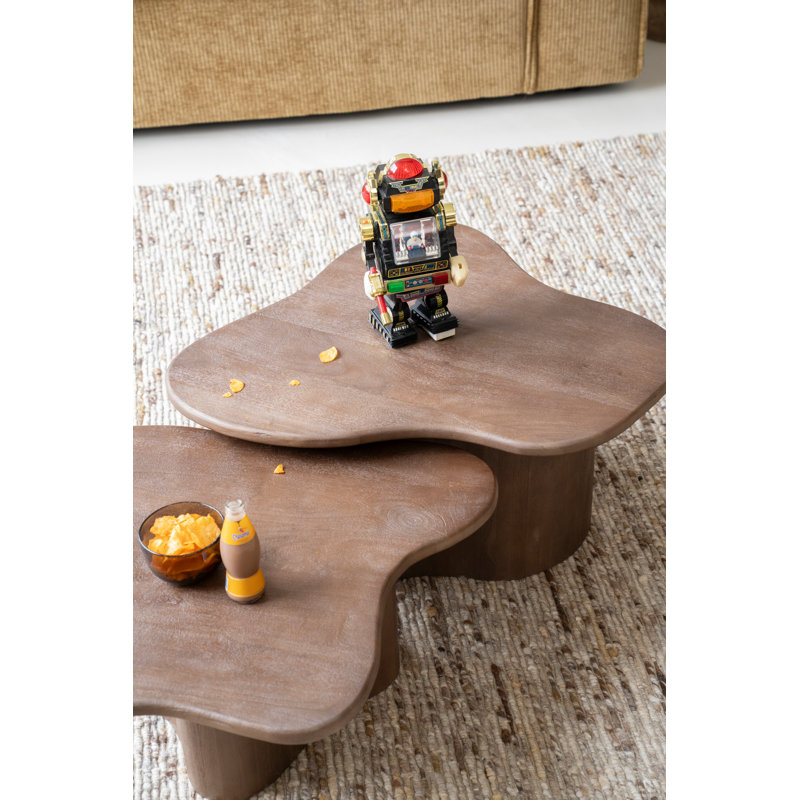 Solid Wood Nesting Coffee Table, Brown