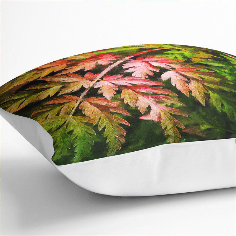 Fern Leaves Vol.2 Painting Floral Square Throw Cushion, 40cm H x 40cm W x 15cm D, White