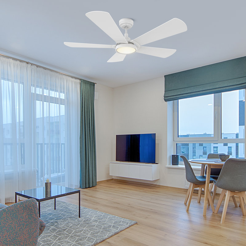 52'' 5 - Blade LED Smart Standard Ceiling Fan with Remote Control and Light Kit Included