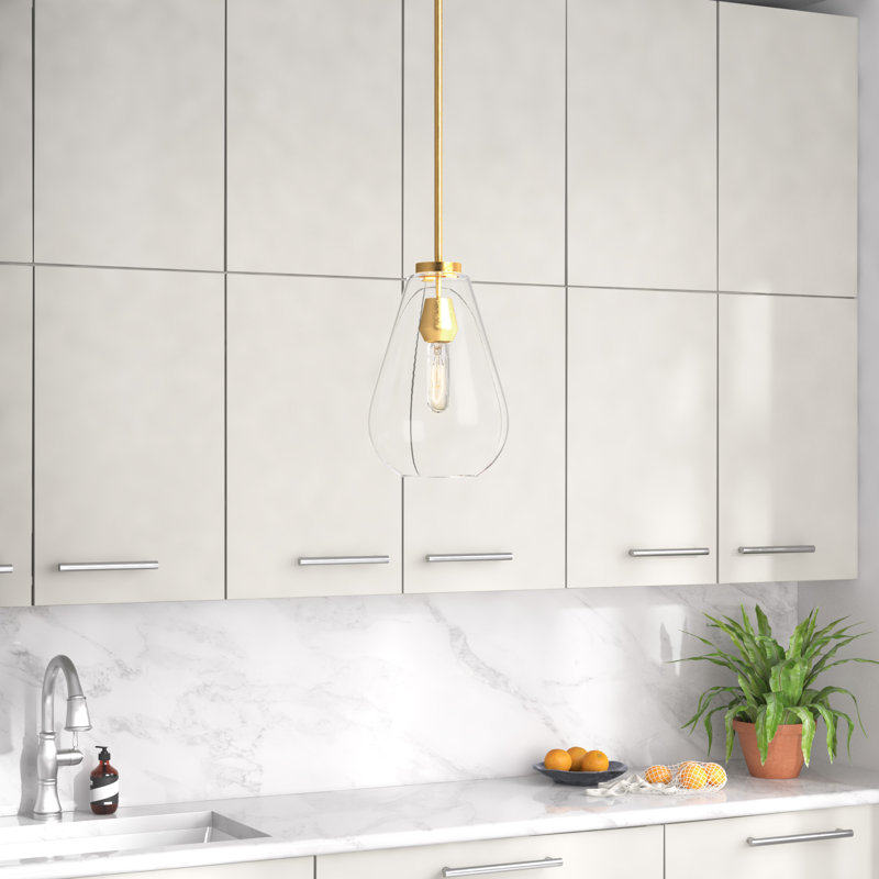 Luminaire suspendu en forme de goutte à 1 lumière Alcibiades, Laiton vieilli