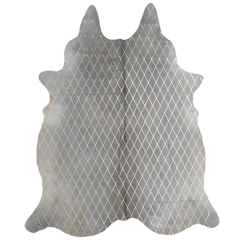 Arlequin Hide Cowhide Geometric Area Rug in Silver, Novelty 7' x 8'