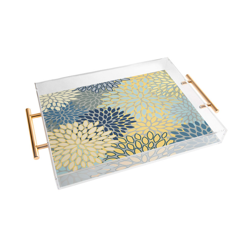 Plateau en acrylique Cassidy Rae Marietta, Floral, Gris