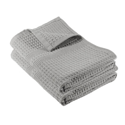 Waffle Hand Towel Set of 2 – Super Absorbent 100% Natural Cotton, Quick-Drying, Classic Style