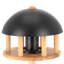 Round Oak Bird Table with Black Roof