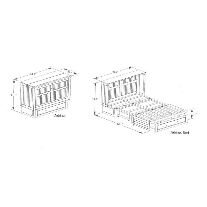 Grand lit escamotable avec matelas et prises de courant Danela, Noyer noir