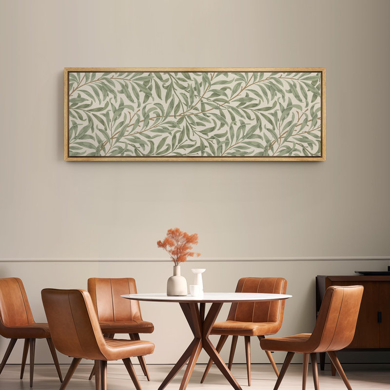 «Abstract Botanical Verdant Whisper Lush Foliage», reproduction encadrée sur toile, H 20 po x l 60 po, Natural