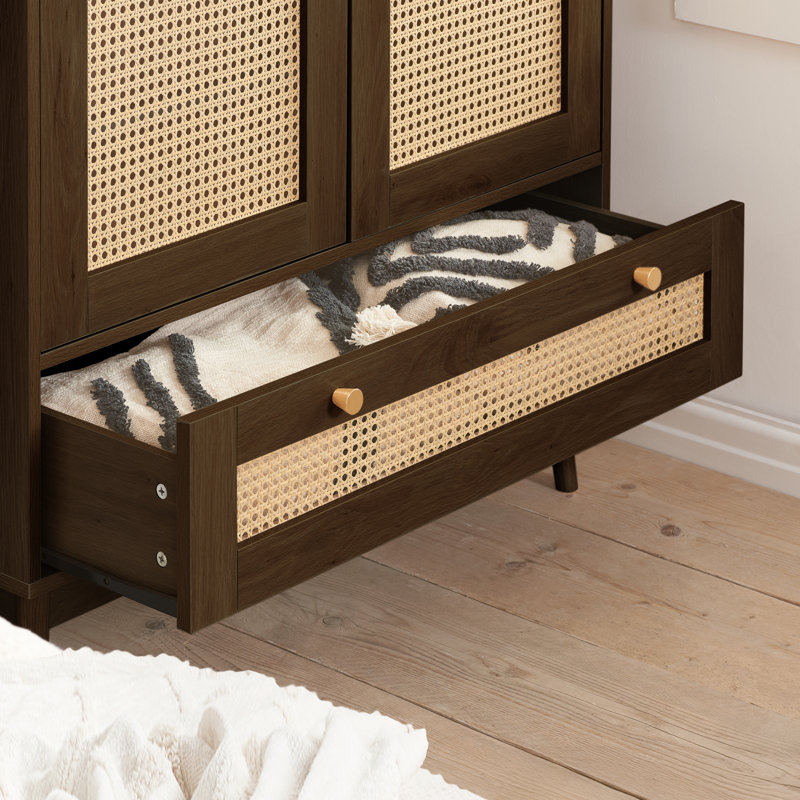 Noemi 2 Door Manufactured Wood Wardrobe, Walnut