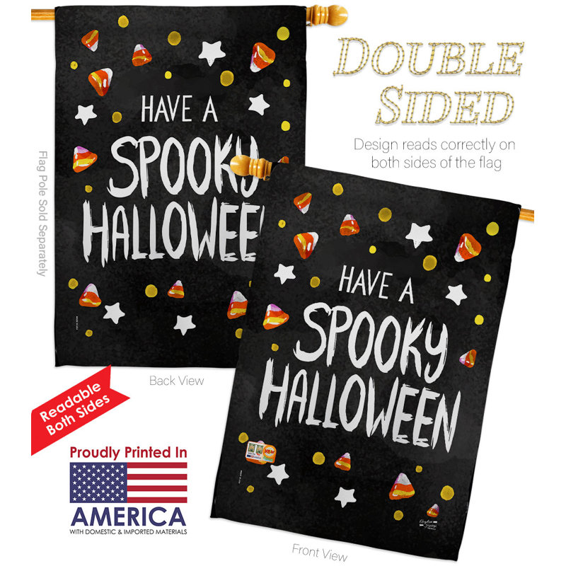 Drapeau de maison Spooky Halloween 2 côtés en polyester 40 x 28 po