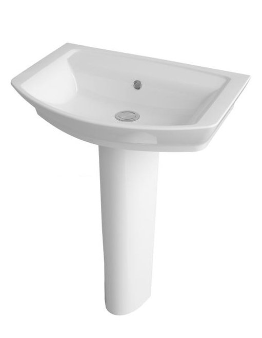 Maya Vitreous China Rectangular 465mm Full Pedestal Basin