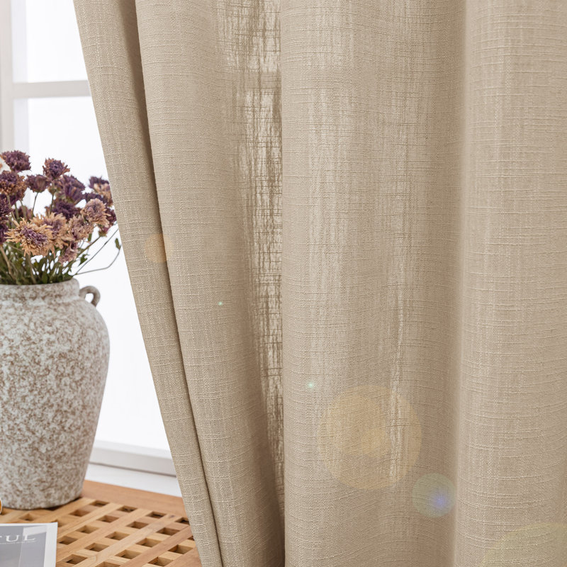 Kambi Linen Blend Semi-Sheer Curtain Panel Pair , 52" W x 63" L, Birch