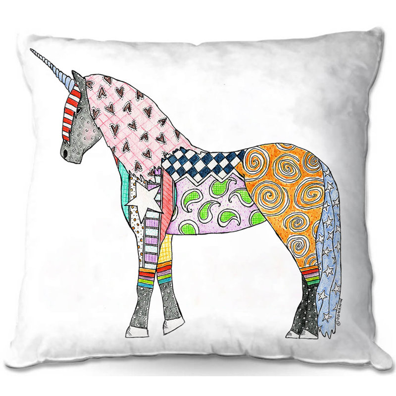  Coussin Couch Unicorn, 18 po x 18 po, Blanc
