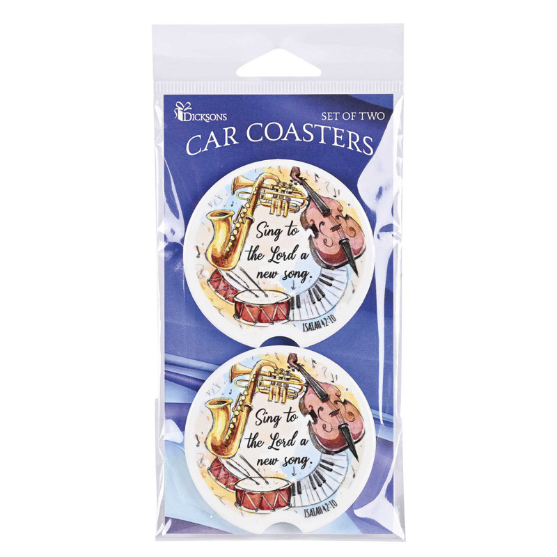 Ceramic Round 2 Piece Car Coaster Set