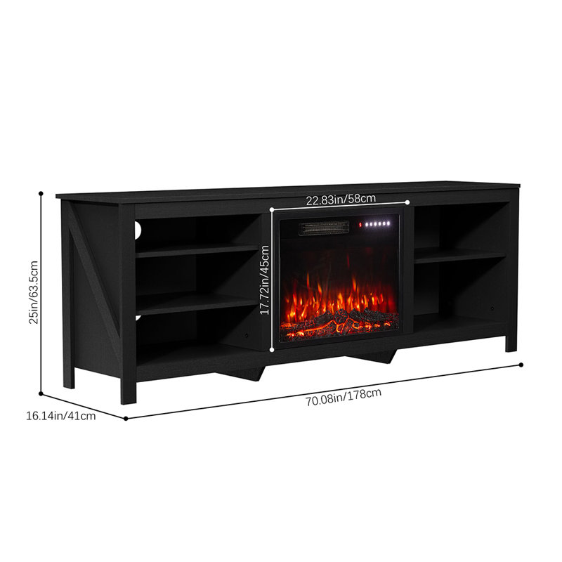 Symple Stuff 178cm W Black Electric Fireplace