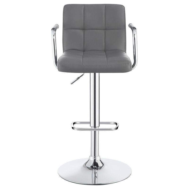 Tabouret de bar chromé réglable avec accoudoirs, Gris