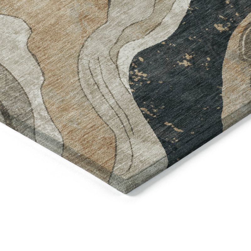 Machine Washable Indoor/Outdoor Husby ACN2219 Abstract Rug, Runner 2'3" x 7'6"