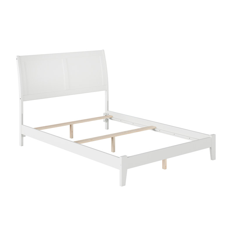  Lampley Solid Wood Foundation Bed , White, Full