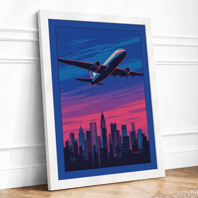 Flight Over City Modern - Framed Print
