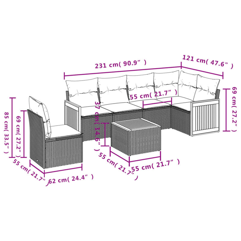 Vidaxl Garden Sofa Set Grey
