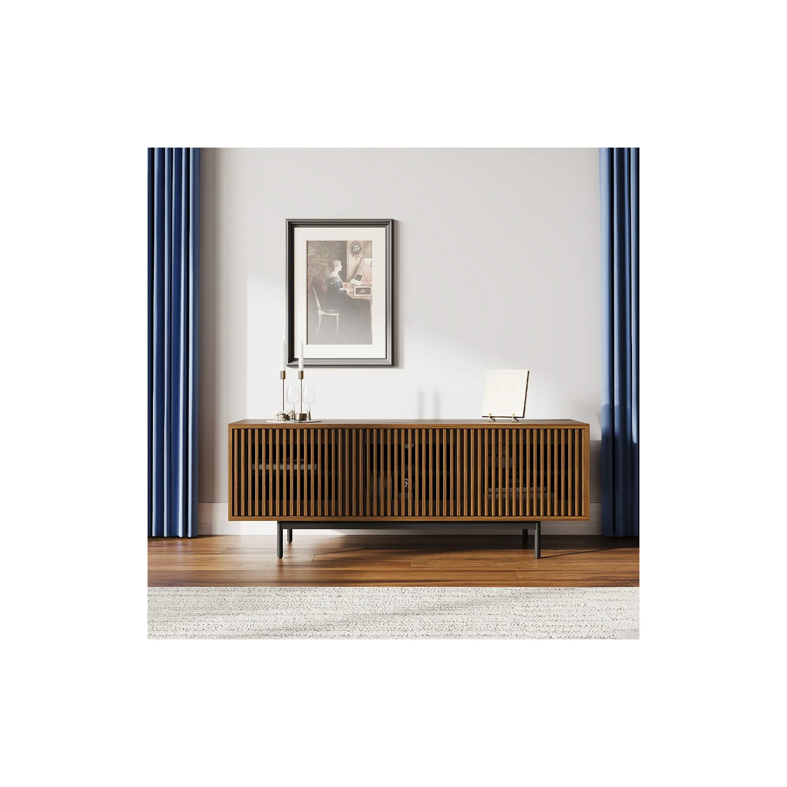 Daila Media Console, 21.26" H x 59" W x 18.89" D, Walnut
