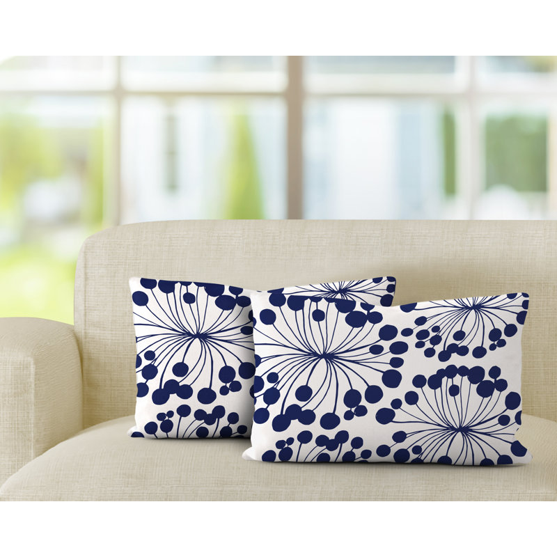 Polyester / Mélange de polyester Housse de coussin rectangulaire intérieure / extérieure lombaire et insert, Bleu marine