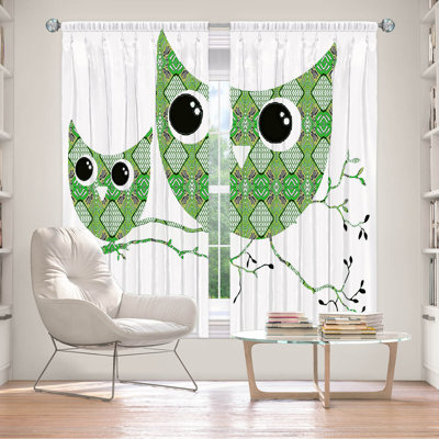 Ensemble de 2 panneaux de rideaux de fenêtre à surpiqûres pour fenêtre par Susie Kunzelmanelman - Owl Argyle
