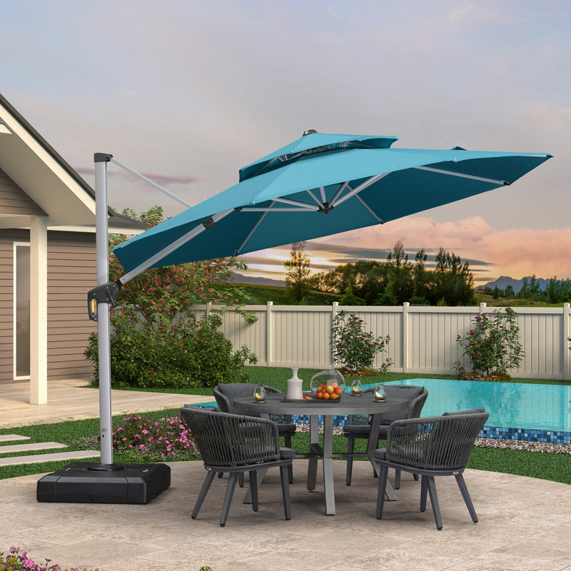 Parasol extérieur Legend avec base, Noir, H 108 po x l 132 po x P 132 po