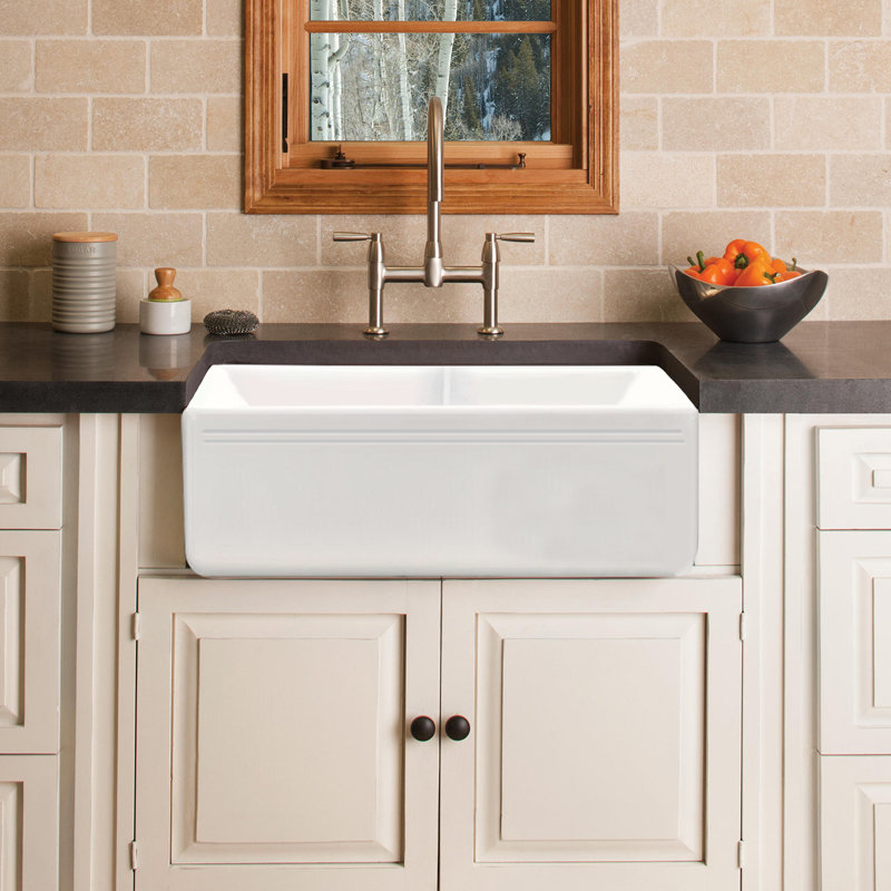 33'' L Farmhouse / Apron Double Bowl Fireclay Kitchen Sink