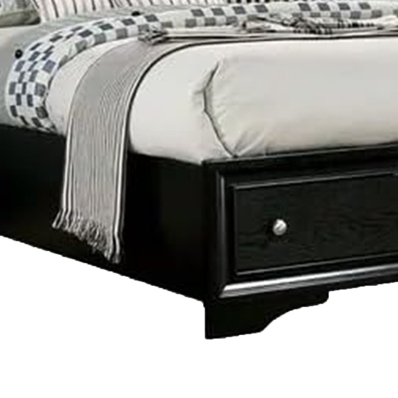 Minya Standard Bed with Drawers, Queen, Black