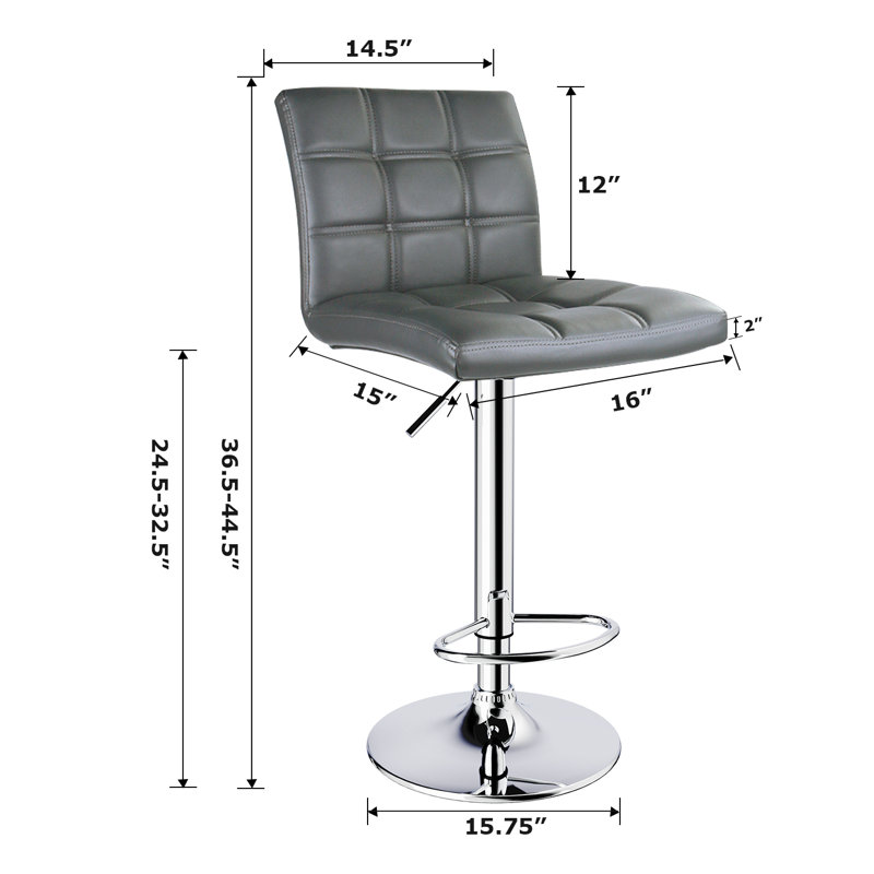 Tabouret de comptoir pivotant et réglable en hauteur 32,5 po Ludly, gris, 2