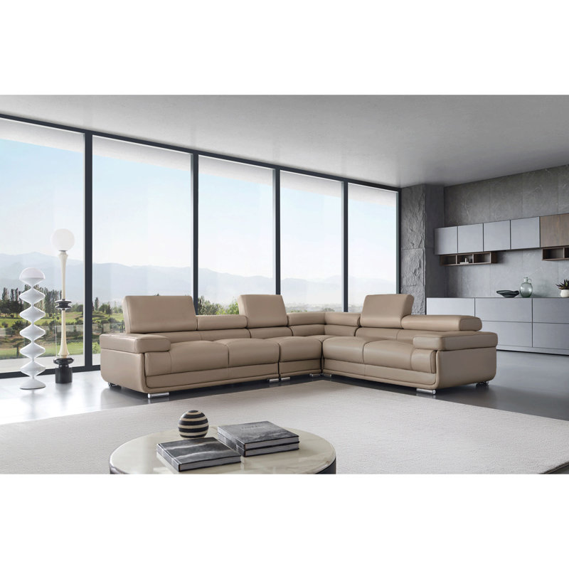 Canapé modulaire Monroe, Cuir véritable beige