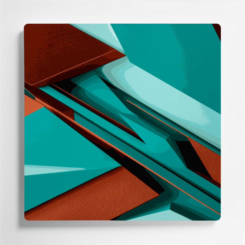 «Geometric Abstraction 48», art mural en métal brun, H 16 po x l 16 po