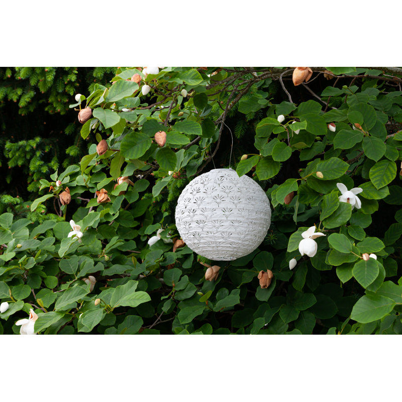 12'' White Solar Powered Globe Lantern with Porcelain Design