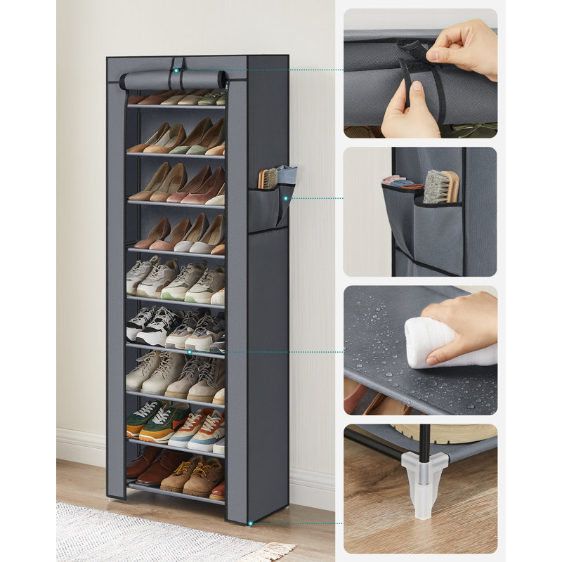 27 Pair Shoe Storage Cabinet, Grey/Brown/Blue