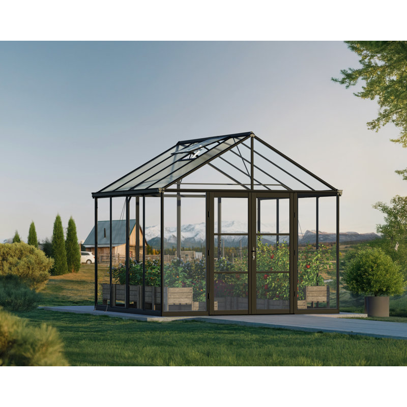 Ensemble de serre en aluminium noir 10 pi x 10 pi Aria, H 112,2 po x l 124,4 po x P 121,3 po