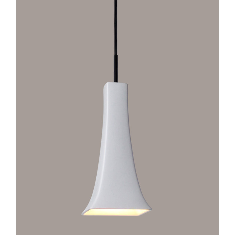 Luminaire suspendu conique unique à 1 lumière Shullsburg, Blanc satiné