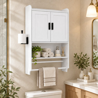 Armoire de salle de bain murale avec tablette réglable et porte-papier Bovaris