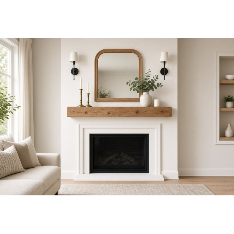 Manteau de cheminée Midwood Hand Ciselé rustique XL Fireplace, 8", Chêne rustique, l 60 po x P 8 po