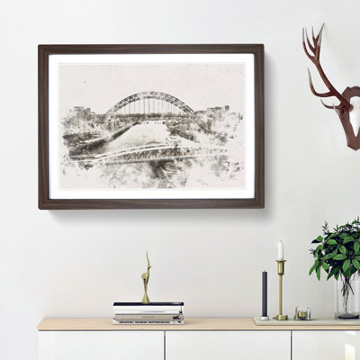 Tyne Bridge Linking Newcastle Watercolour - Picture Frame Graphic Art