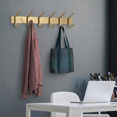 Porte-manteau mural en métal doré brossé, crochets en acier inoxydable pour manteaux, chapeaux et serviettes