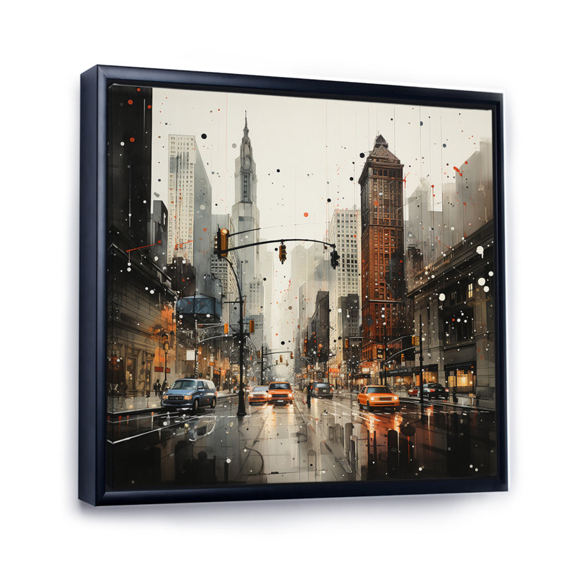 " City Rhythm Street I ", 24" H x 24" W x 1" D, Black Floater Framed