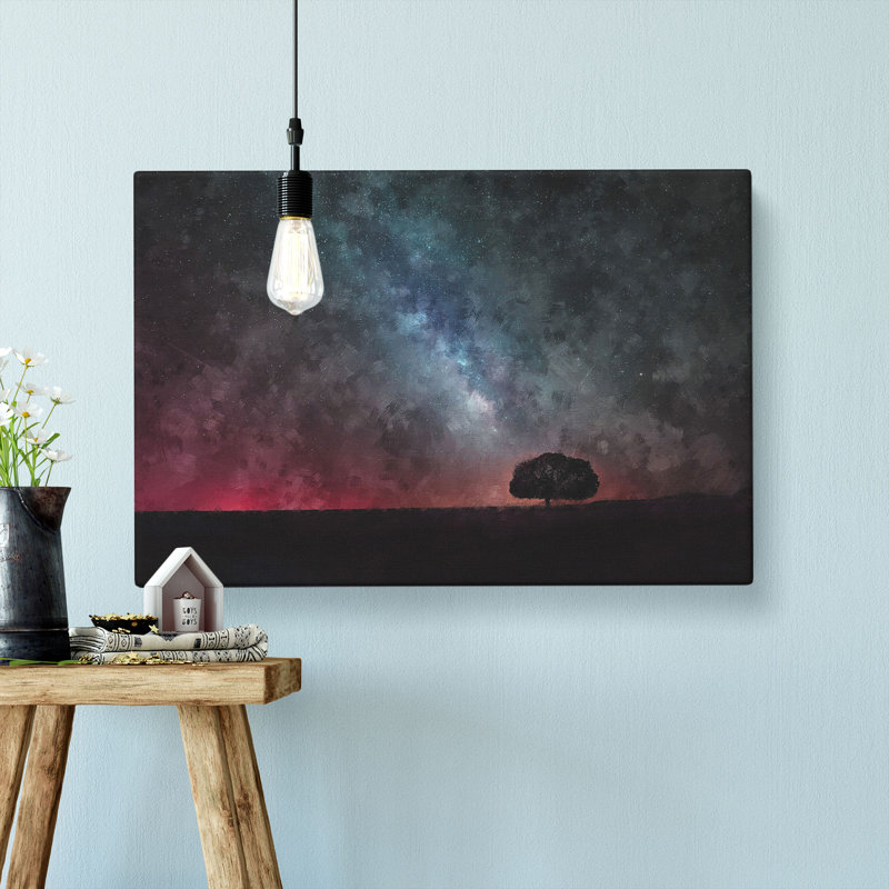 Stars Above A Lone Tree - Wrapped Canvas Painting, 50cm H x 76cm W x 3cm D
