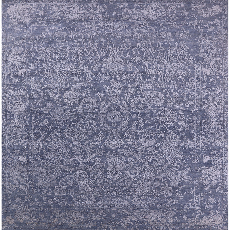 Tapis mauve à motif floral Hulbert, Carré 5 pi