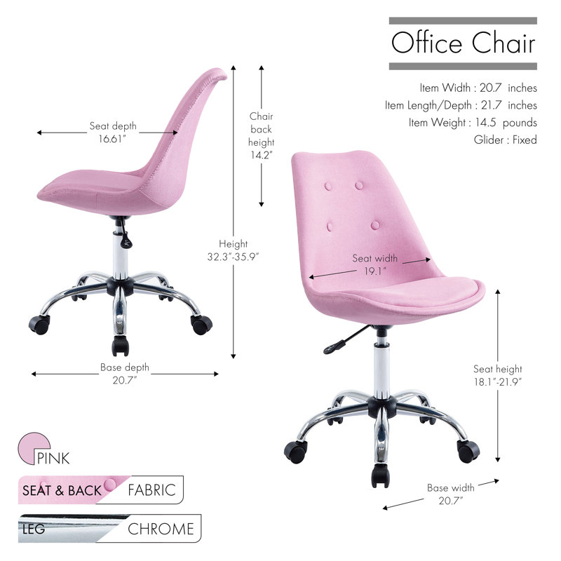 Chaise de travail en tissu Gina, Rose