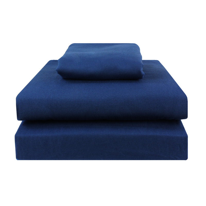 Microfiber Sheet Set, Navy, Queen Sheet Set + Fitted Sheet + 2 Pillowcases