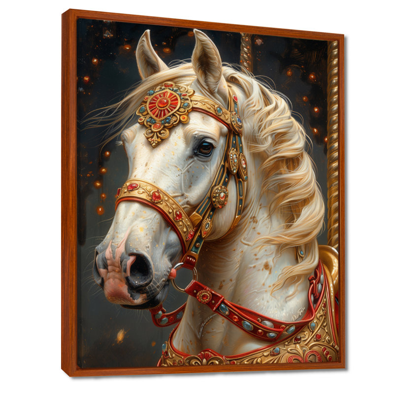 Carrousel doré doré et doré, Black Picture Framed, 32" H x 16" W