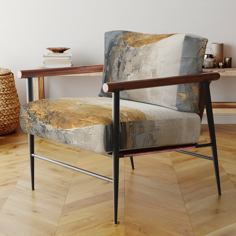 Minimalisme gris doré Moon Poteries - Fauteuil rembourré moderne, fauteuil d'appoint à motif en spirale, Noir