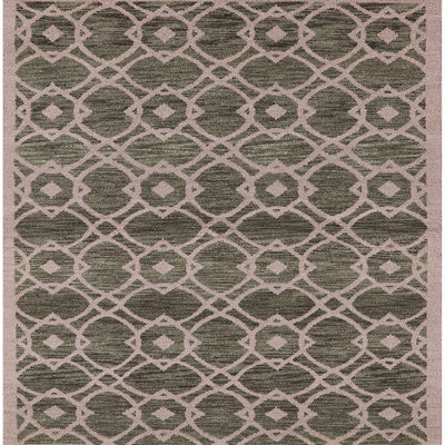 Tapis oriental vert foncé / rose Parell