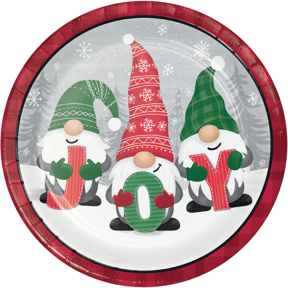 10pcs-9in Disposable Paper Plates With Santa Claus Print, Suitable