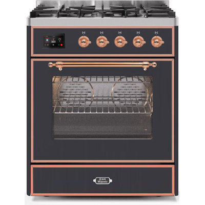 ILVE Majestic II Series 30 inch Dual Fuel Range with 5 Sealed Burners (Glass Door)